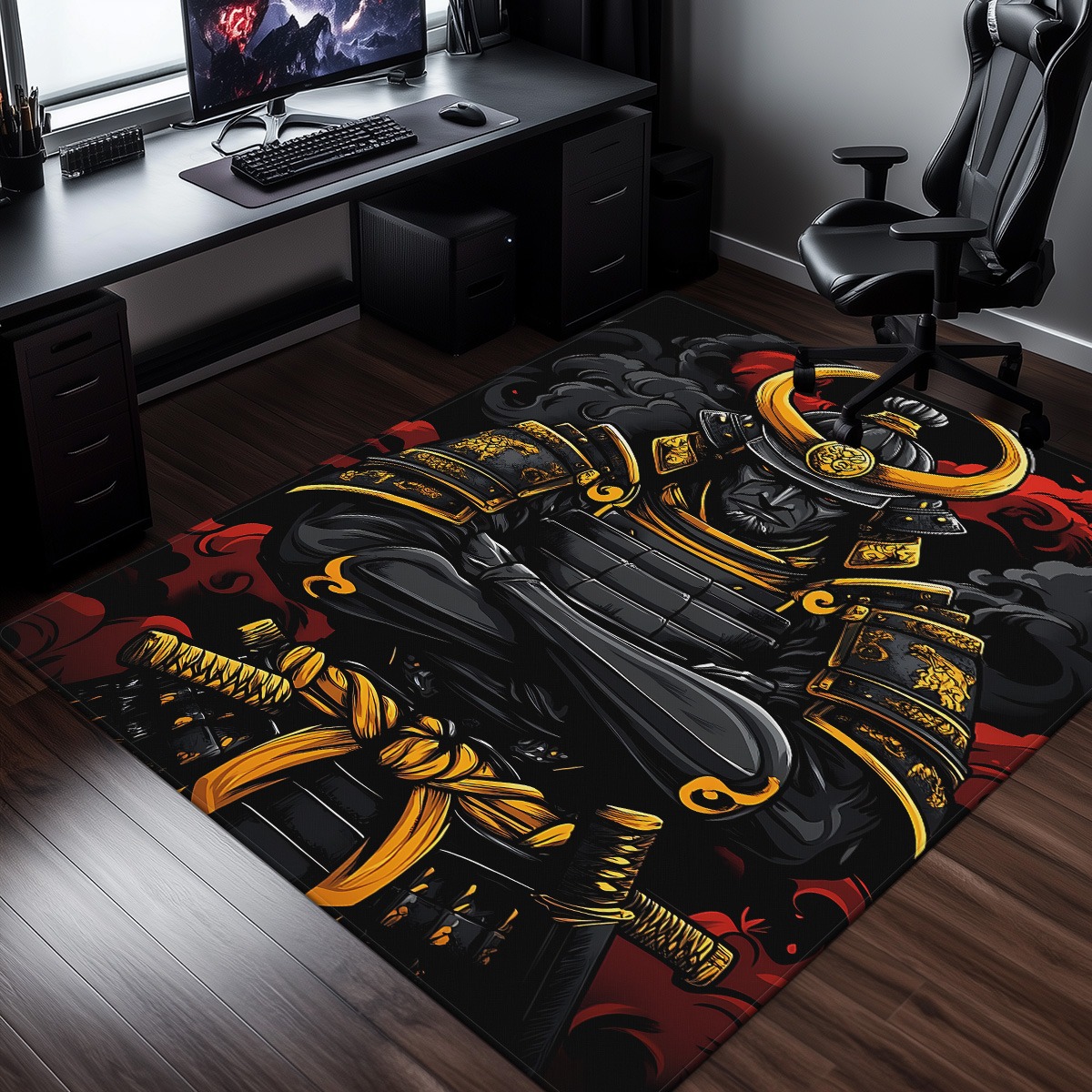 Japanese Home Textiles - Samurai armadura guerreiro tema japonês cristal