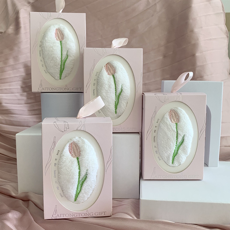 Home Textiles Towel Set - Toalha de Mão Bordada com Tulipas,