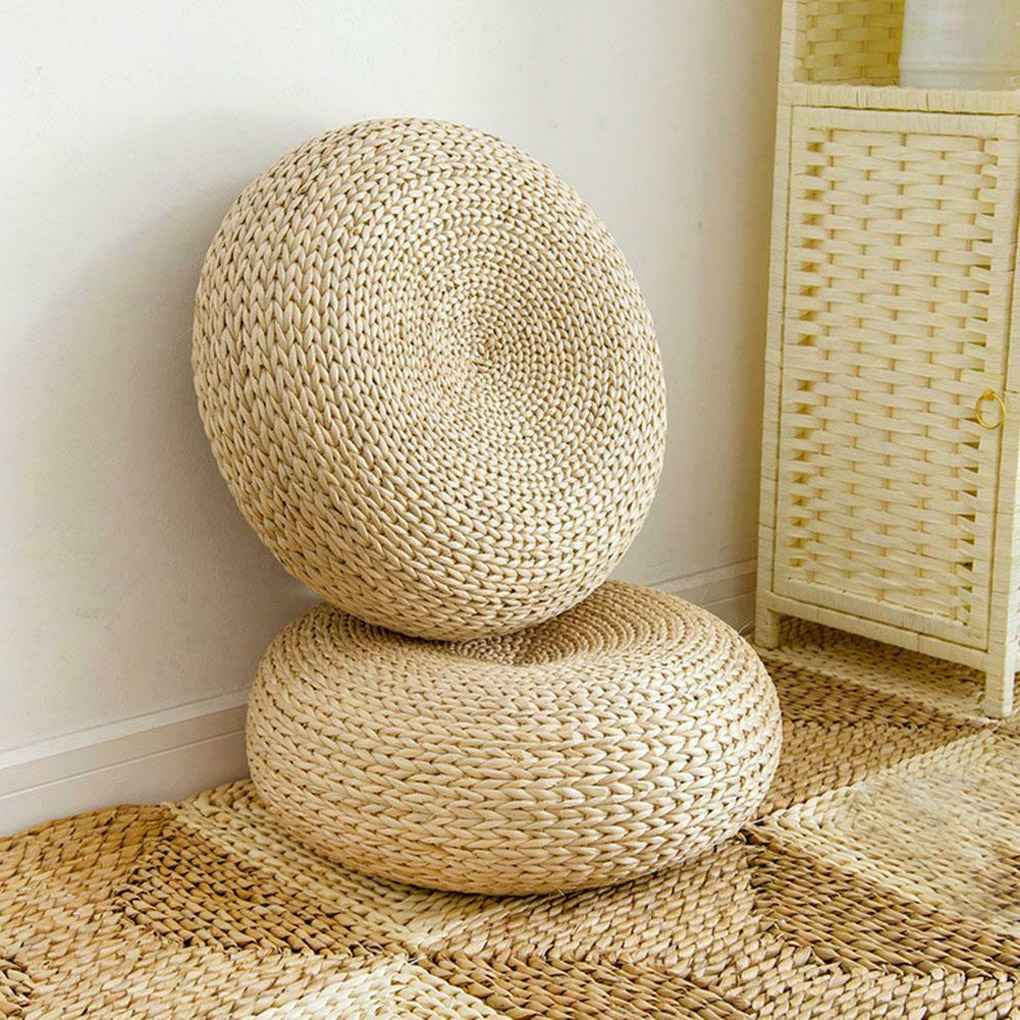 Pufe redondo de palha natural  - Japanese Home Textiles avaliação e preço