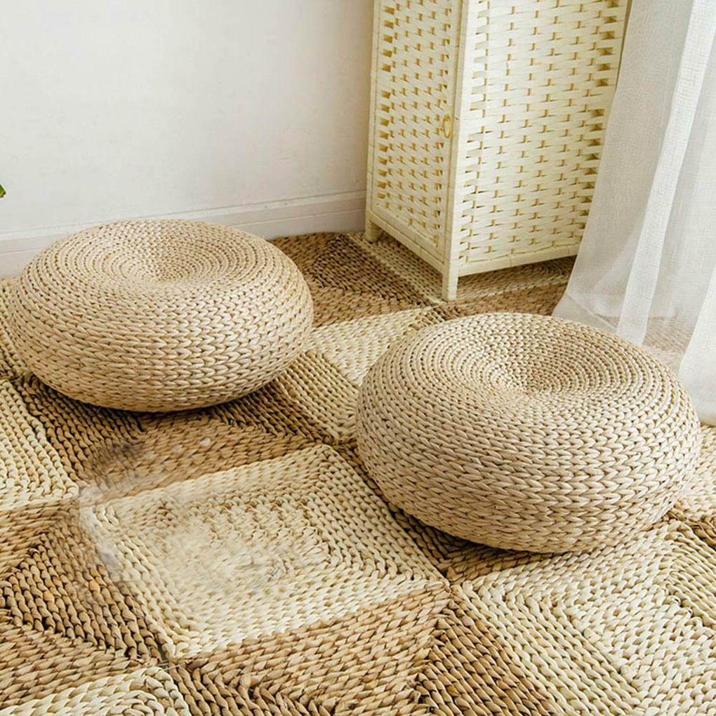 Pufe redondo de palha natural  - Japanese Home Textiles avaliação e preço