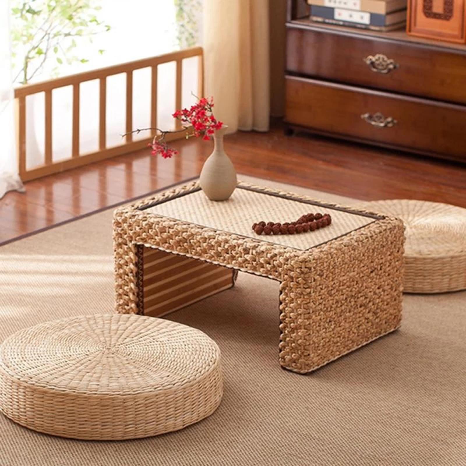 Pufe redondo de palha natural  - Japanese Home Textiles avaliação e preço