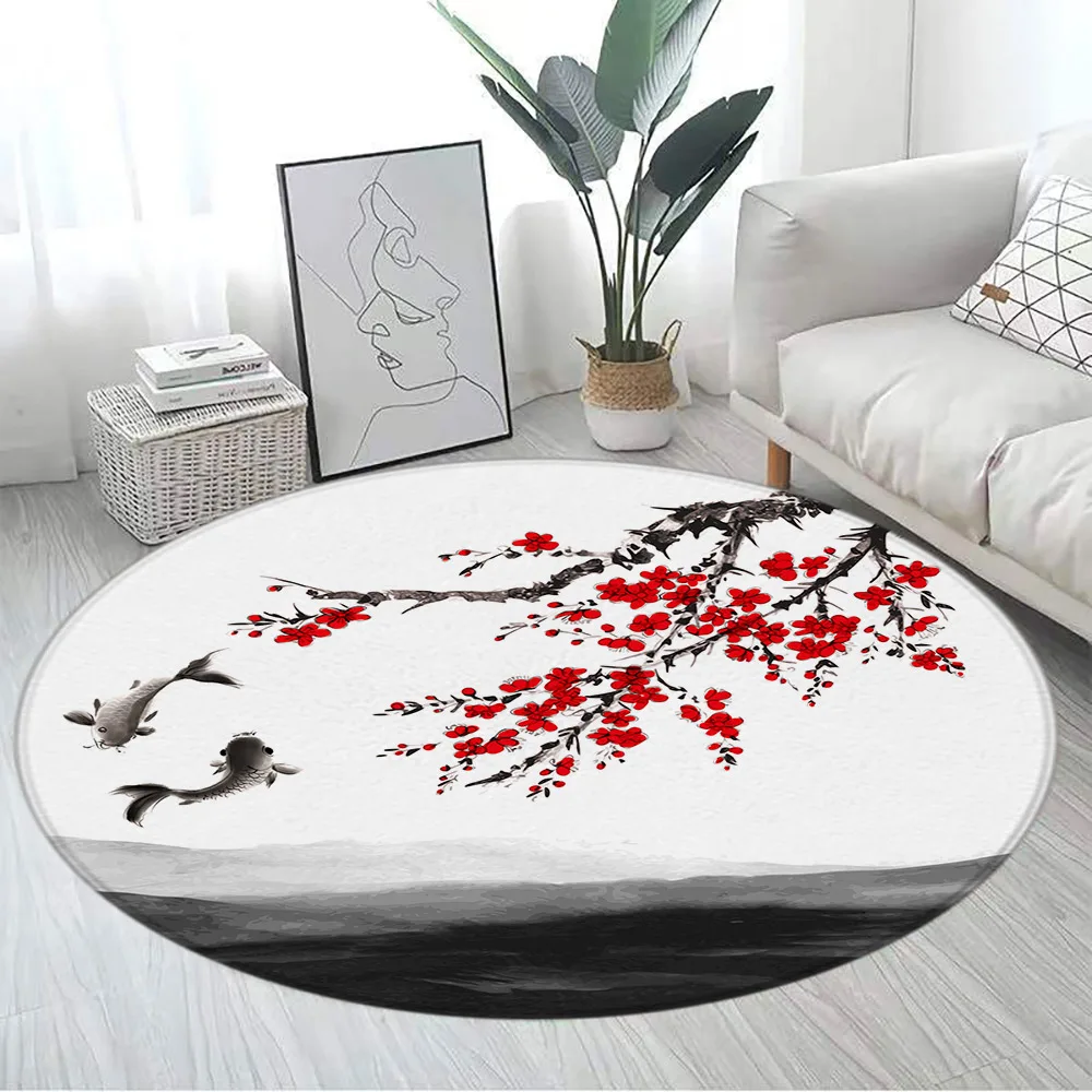 Tapete redondo japonês Koi e f - Japanese Home Textiles avaliação e preço