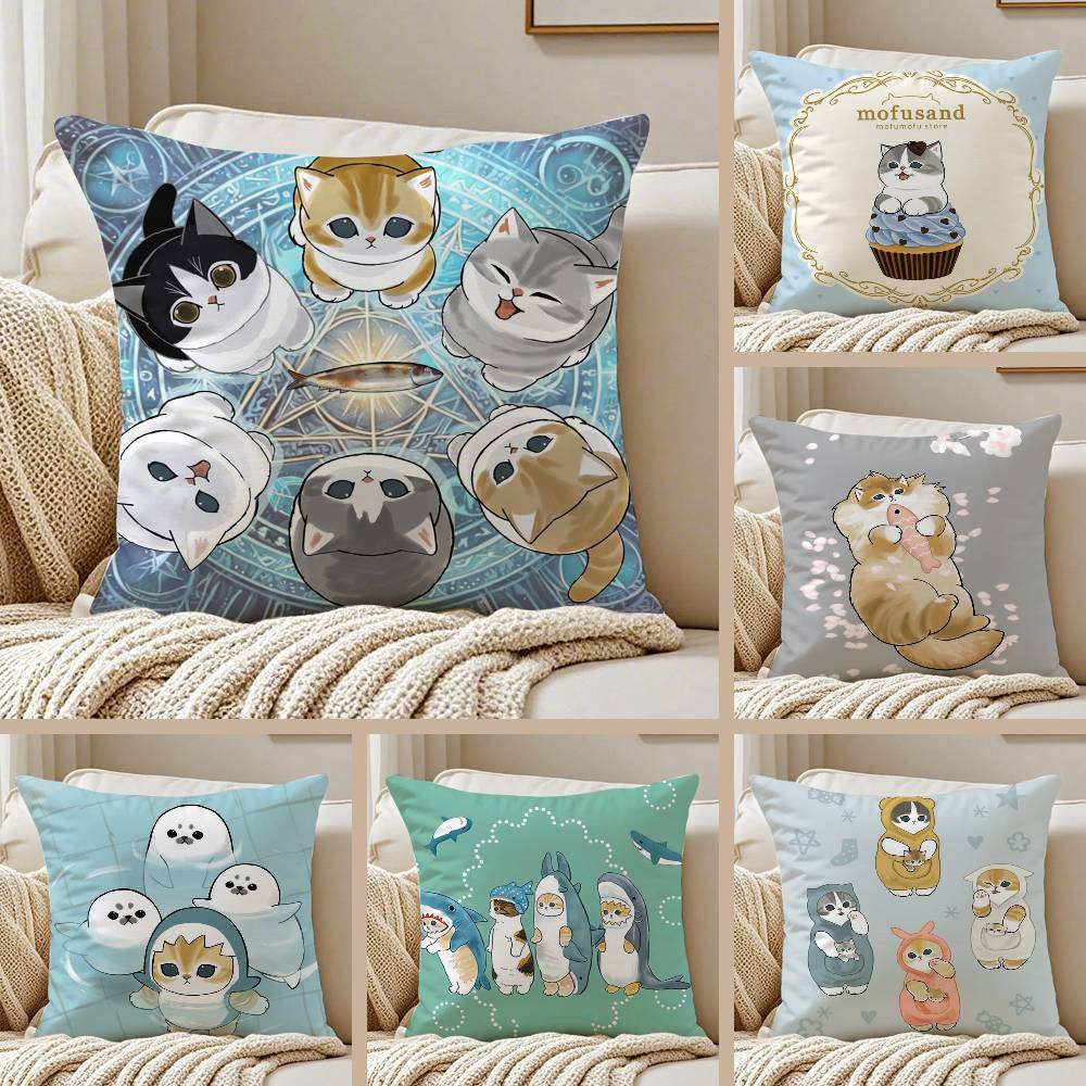 Luxo bonito mofusand gato fron - Home Textiles Luxury avaliação e preço