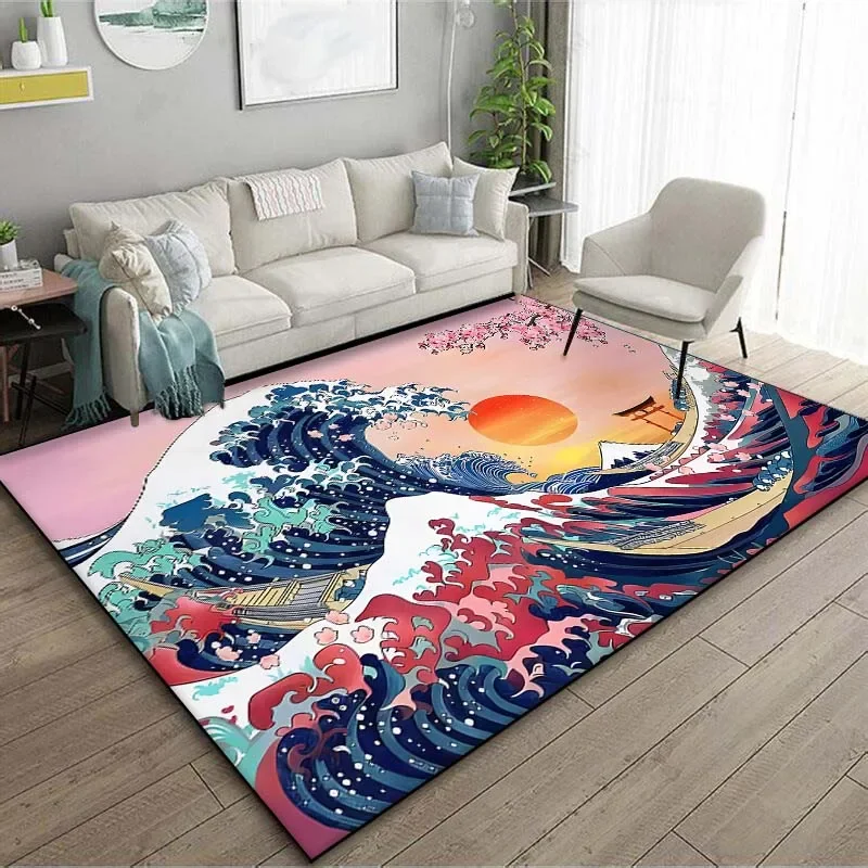 Arte japonesa kanagawa ondas t - Japanese Home Textiles avaliação e preço