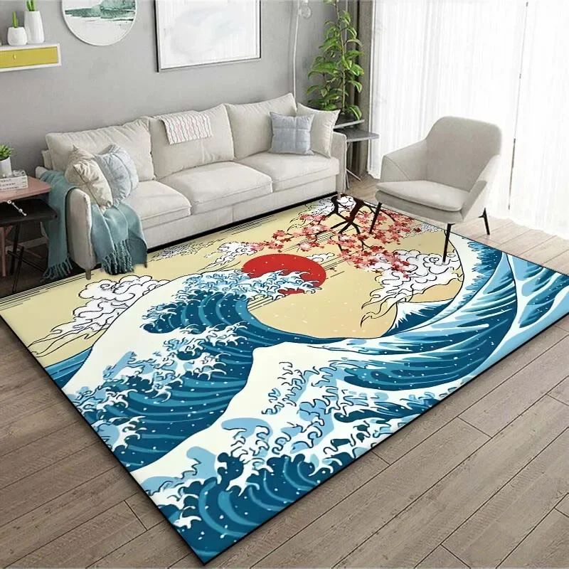 Arte japonesa kanagawa ondas t - Japanese Home Textiles avaliação e preço