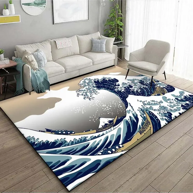 Arte japonesa kanagawa ondas t - Japanese Home Textiles avaliação e preço